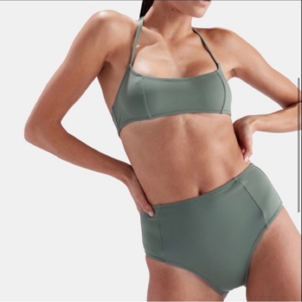 SOLID & STRIPED The Jessica Bikini in Army Green